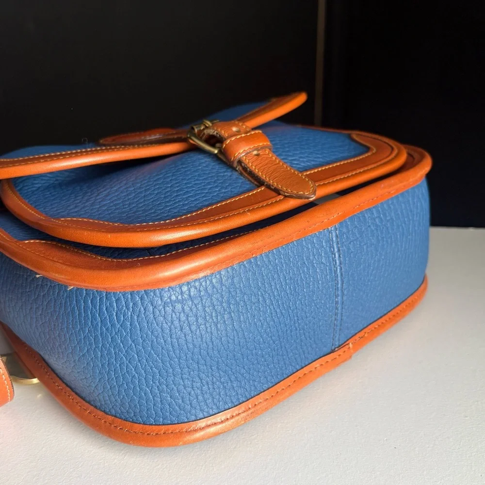 Dooney and Bourke awl French Blue Leather Surrey Messenger Carrier Crossbody Bag - Picture 6 of 16
